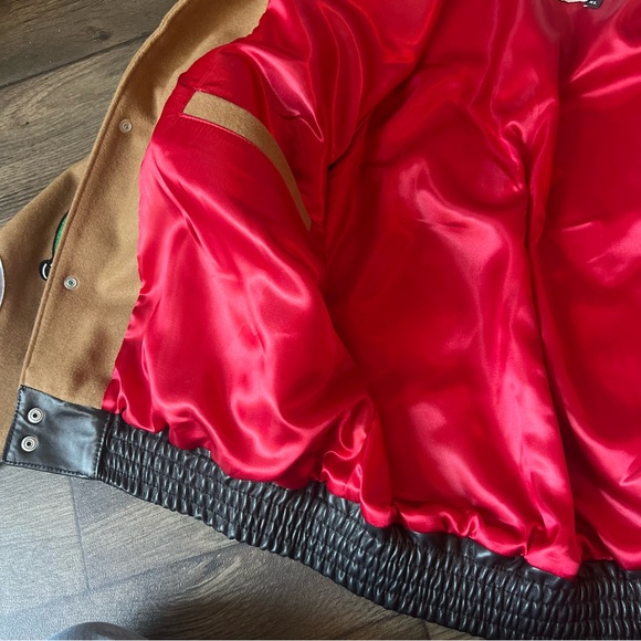 Jeff Hamilton Men's NBA Collage Wool Leather Jacket Brown Size XL SIGNED NEW - Picture 9 of 14